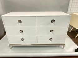 Jonathan Adler "Channing" Six Drawer Dresser: Jonathan Adler "Channing" Six Drawer Dresser. Some soiling present, cleaning needed. Please see photograph preview, overall very good. Dimensions: 32 3/4” x 52” x 20”