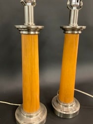 A Pair, Solid Wood Contemporary Table Lamps - 2