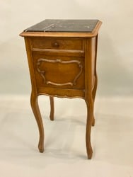 1920's Walnut Marble Top One Drawer Night Stand (1 of 3)