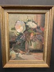 Edith Jagger ( English, 1880-1977) Floral Still Life Oil Painting: Edith Jagger ( English, 1880-1977) .A well done floral still life painting. Oil on board. Signed lower right "Jagger" and verso. Dimensions: 15 1/2” x 11” and 20” x 16” framed.