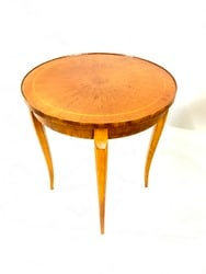Swedish Biedermeier Style Birch Round Accent Table: Swedish Biedermeier Style Birch Round Accent Table. Dimensions: 20” x 18”