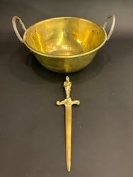 Double Handled Antique Brass Bowl and Brass Letter Opener (1 of 6)