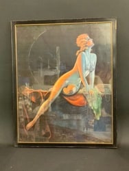 Original Art Deco “Persian Night?? Pin-Up Print - T. Anaw Hesser: Art Deco “Persian Night” Pin-Up Print - T. Anaw Hesser. Dimensions: 21 1/2” x 17” framed.