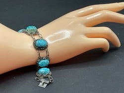 Vintage Egyptian Silver Scarab Bracelet (1 of 5)