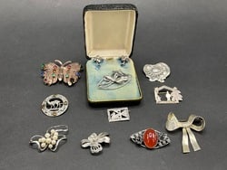 Compiled Sterling Silver Brooches, Pins, Earrings (1 of 5)