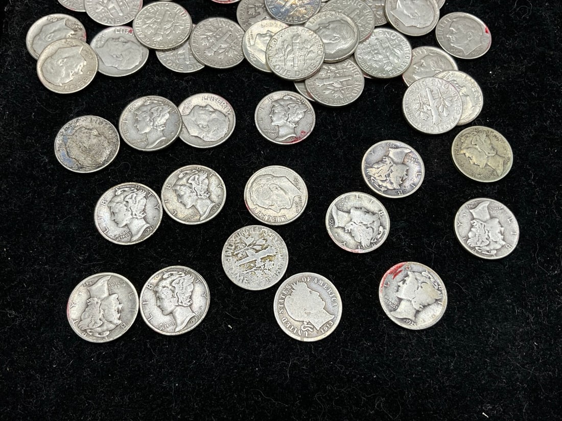 (95) 90% Silver US Dimes - 2
