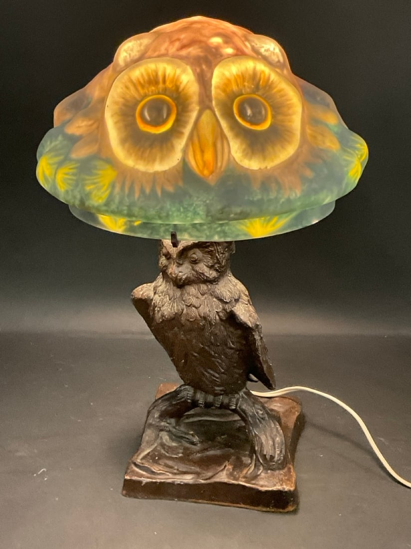 Pairpoint Style Puffy Owl Table Lamp - 2