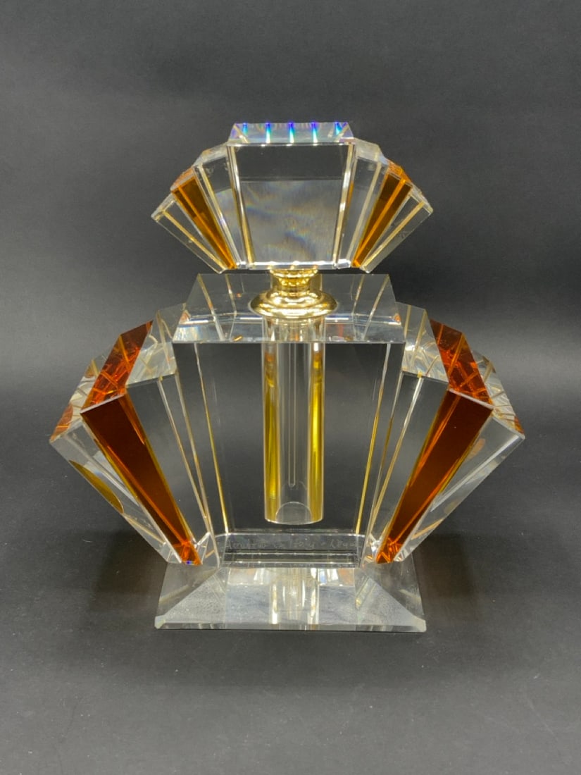 Sorelle Crystal Perfume Bottle: Sorelle Crystal Perfume Bottle. Dimensions: 9?L x 8?W x 4? D