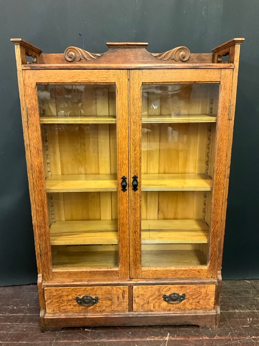 19th Century Two (2) Door Oak Bookcase (1 of 6)