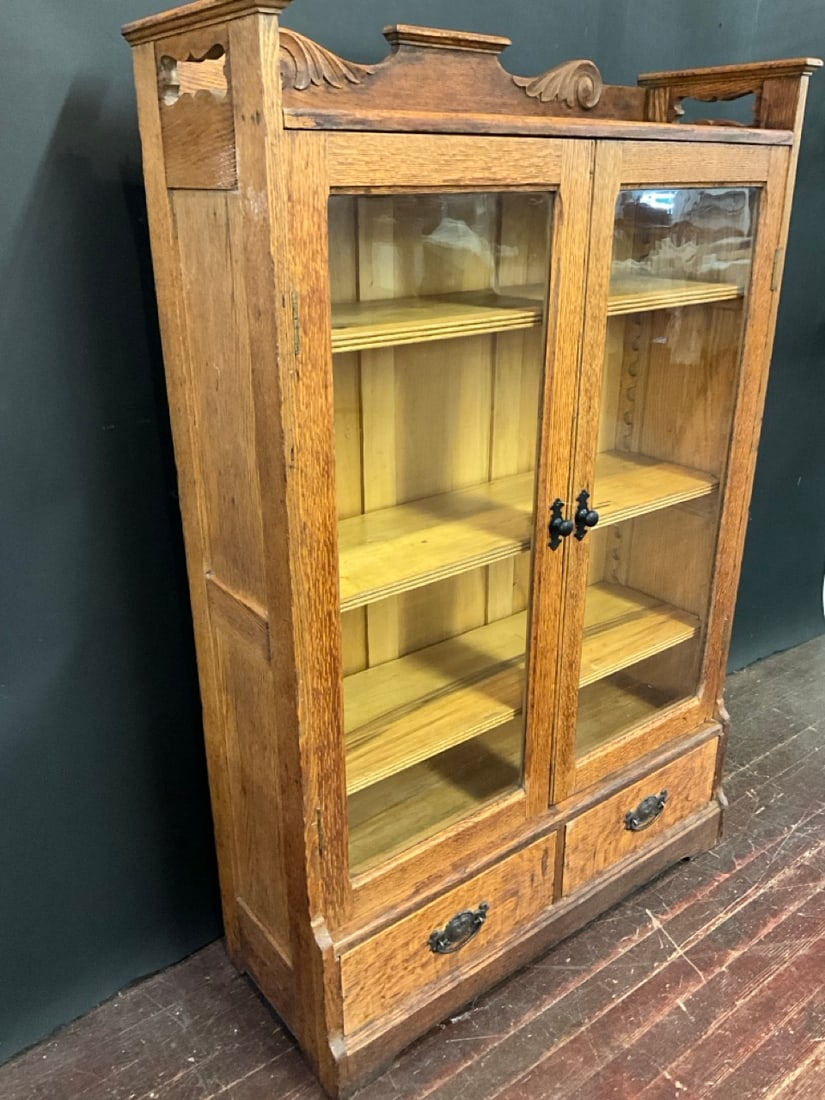 19th Century Two (2) Door Oak Bookcase - 2