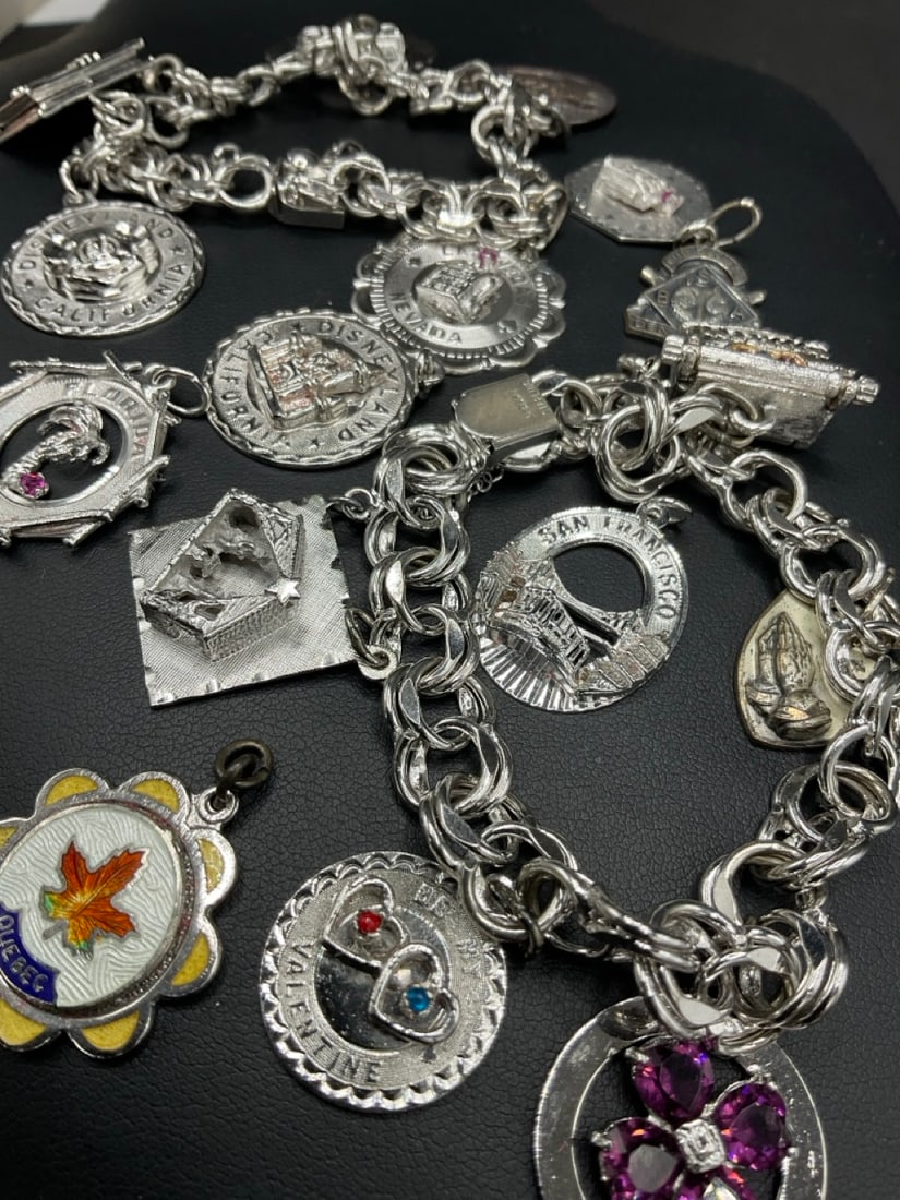 Two (2) Sterling Silver Charm Bracelets - 3