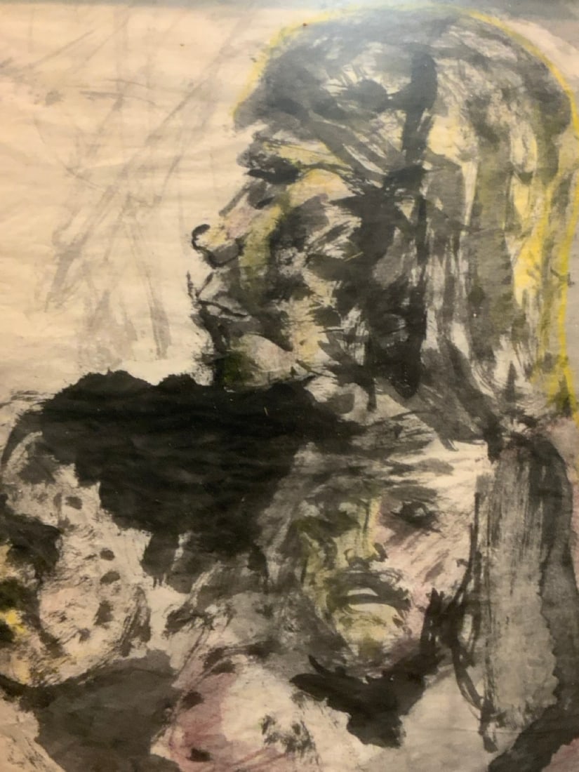 Three Face Study Gouache on Paper - 2