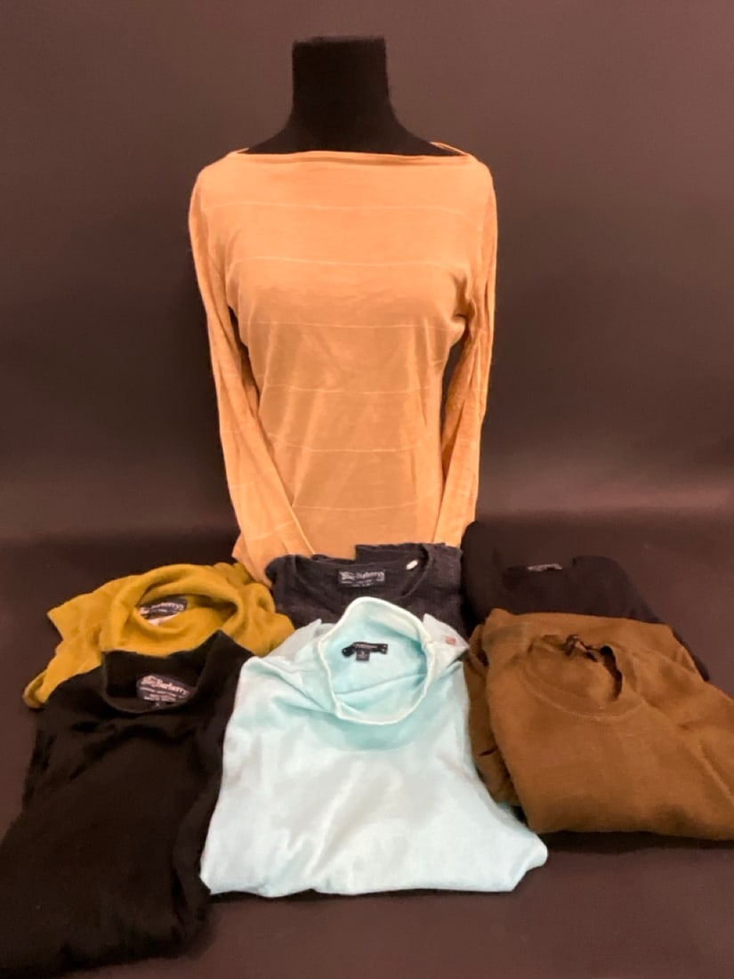 Seven (7) Vintage Burberry Women's Sweaters. Various marked sizes. Small to Large. (1 of 5)