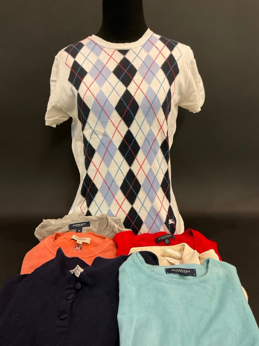 Seven (7) Vintage Burberry Women's Sweaters.Size: Medium. (1 of 4)