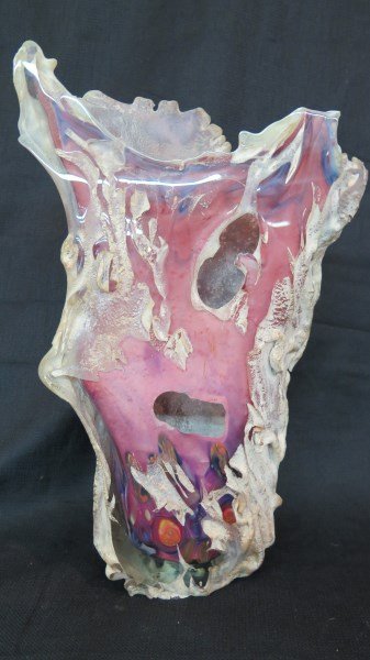 Jon Kuhn American Art Glass Vase: Jon Kuhn American Art Glass Vase. Signed at base. Dimensions: 15" Tall and 6.5" Width.