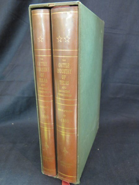 History and biographical record of the cattle industry: Cox, James. History and Biographical record of the cattle industry and the cattlemen of Texas and adjacent territory, 1895 facsimile ed. NY: Antiquarian Press, Limited, 1959. Note: Pull tabs, limited 