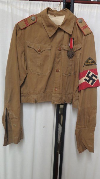 German Lower Level HJ Leader Summer Jacket WW2: German Nazi Lower Level HJ Leader Summer Jacket WW2 with Arm Band and Medal. Provenance: Albany, NY Estate