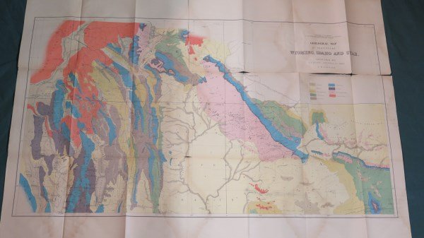 Geological Map of portions of Wyoming, Idaho and..1879: Geological map of portions of Wyoming, Idaho and Utah, comp. by A.C. Peale. Washington D.C. 1879 Five miles to One (1) inch. Dimensions: 20 1/2" X 36 1/4" Inv.51