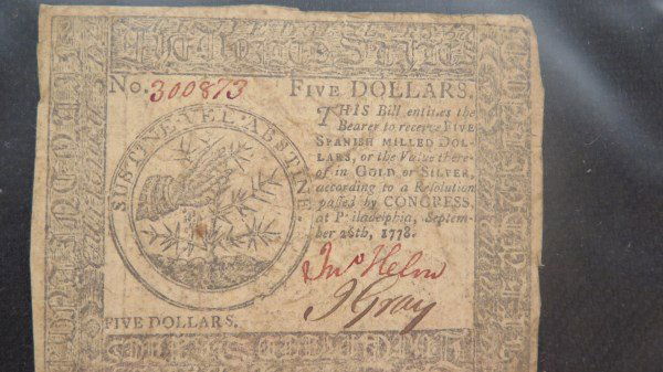 1778 $5 Note Colonial Currency Philadelphia PA (1 of 3)