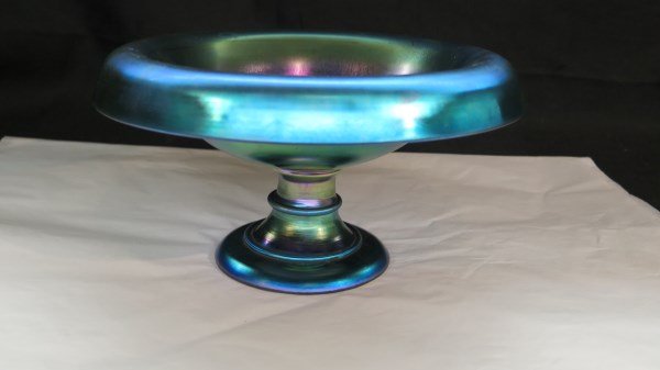 Steuben Blue Aurene Pedestal Bowl (1 of 9)