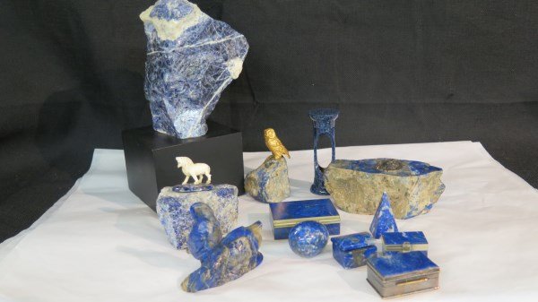 Grouping of 12  Blue Lapis Dresser Objects (1 of 8)