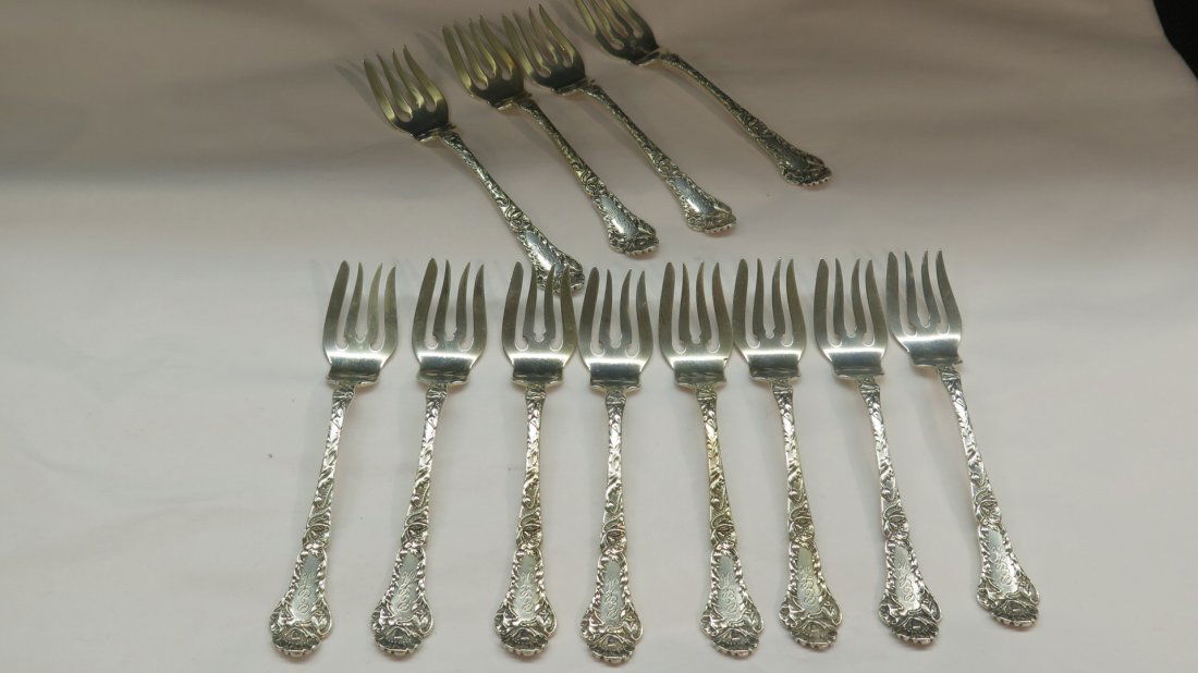 12 American Sterling Silver Art Nouveau Cocktail Forks (1 of 4)