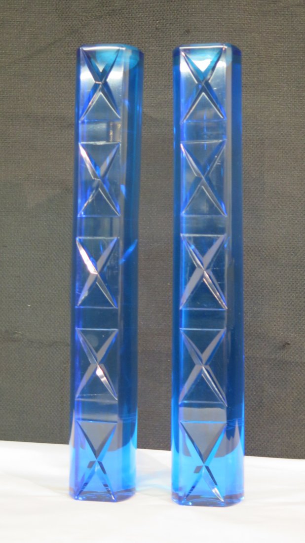 Rosenthal Blue Art Glass Candlesticks. C. 1960. (1 of 4)