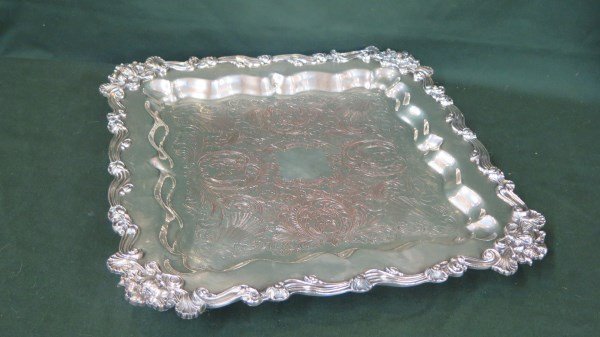 American Silver Plated Square Form Footed Tray (1 of 4)
