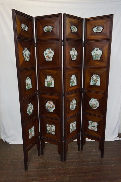 19th Century Chinese Porcelain Inset Room Screen (1 of 6)