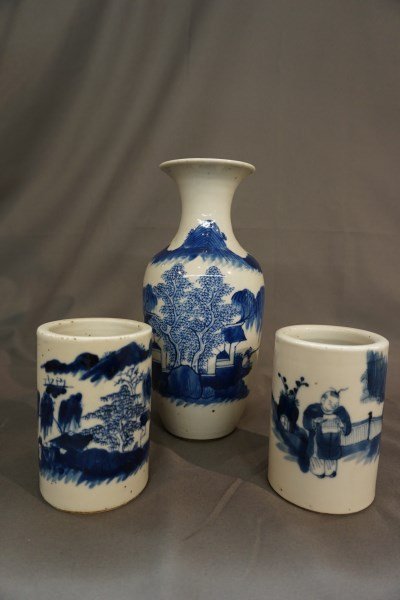 3 Japanese Signed Objects, Brush Pots and Vase (1 of 6)