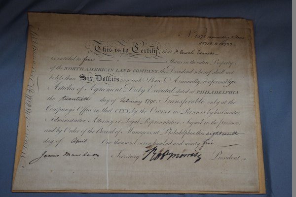 Robert Morris Signed Land Document to Dr. Enoch Edwards (1 of 6)