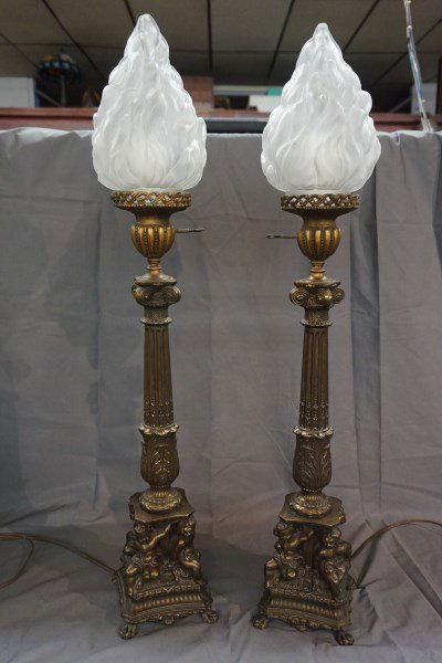 Figural Flame Finial Table Lamps (1 of 3)