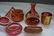 4pc Victorian Cranberry Glass Vanity Pieces - 4