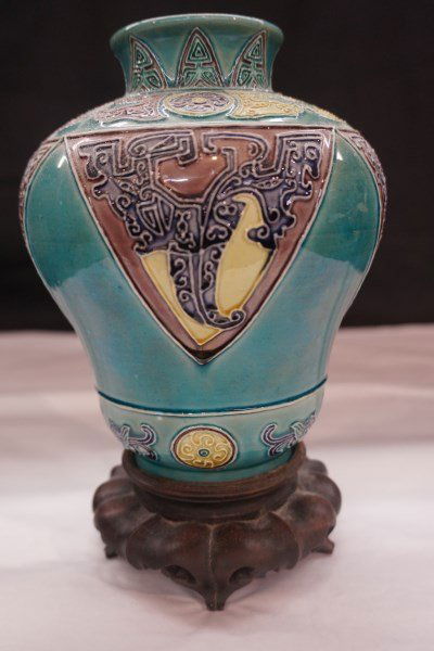 Chinese Turquoise Blue Porcelain Signed Vase (1 of 6)