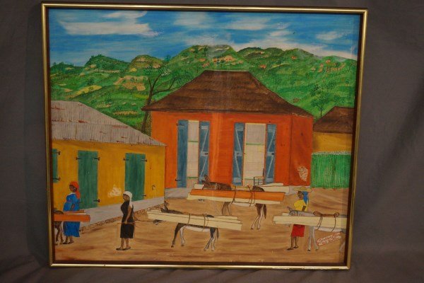 Seneque Obin (1893-1973) Haitian Art Oil on Board (1 of 10)