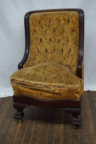 Empire Mahogany Tufted Parlor Chair (1 of 4)