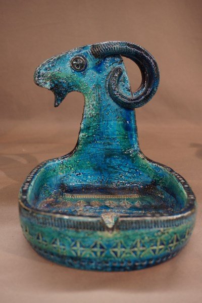 Italian Art Pottery Rams Head Dish (1 of 4)