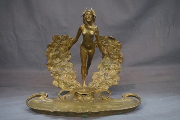 Louis Chalon (1866-1940) Art Nouveau Bronze Nude Ink: Louis Chalon (1866-1940) Art Nouveau Nude Inkwell Signed L. Chalon Dimensions: 10" X 11" X 7" Provenance: Estate of Fred and Pepper Golden. Westport, CT_x000D_ _x000D_ Inv. 162