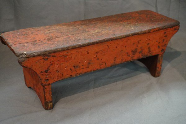 Small Primitive American Painted Pine Bench (1 of 3)