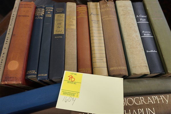 Qty of 16 Estate Library Books Lot: A grouping of 16 estate library books as seen in photograph preview. Pertaining to: Biography - Charlie Chaplin