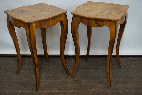 A Pair. Italian Burl Veneer Tables (1 of 5)