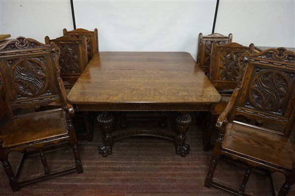 Antique English Oak Dining Room Suite (1 of 5)