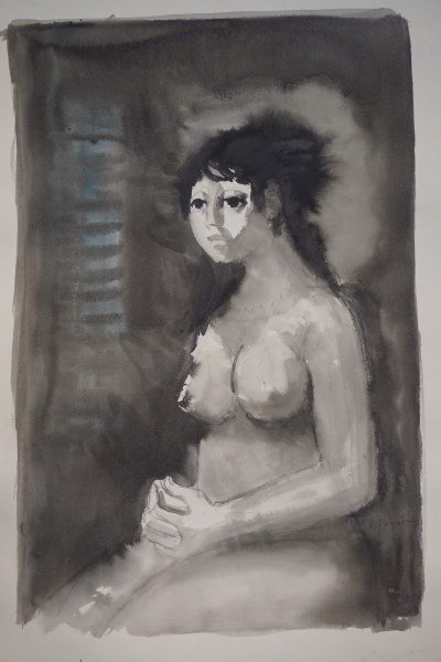 Jacques Voyet (1927-2010) Portrait: Untitled: Nude Portrait Artist: Jacques Voyet (Alberta,CA 1927-2010) Medium: Watercolor on paper Signed lower right "J.Voyet" Painting is Unframed. Dimensions: 35" X 23" Inv. 177 Provenance: Estate of