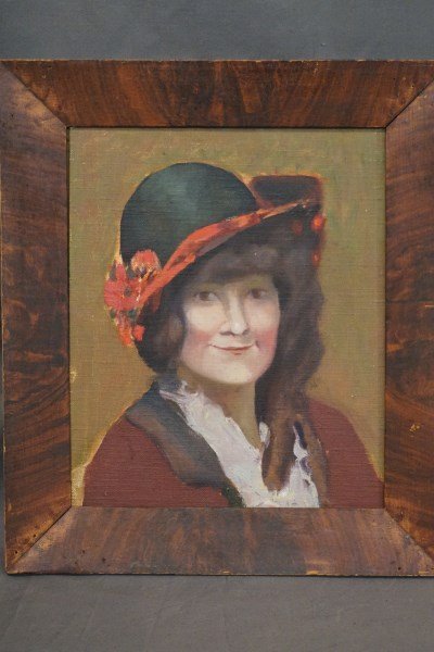 An Oil Painting, Lady with Black and Red Hat (1 of 3)