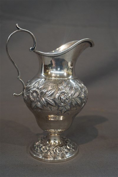 A.E. Caldwell Repousse Sterling Silver Milk Pitcher (1 of 3)