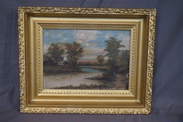 M.M. Bacon Signed Hudson Valley Landscape (1 of 3)