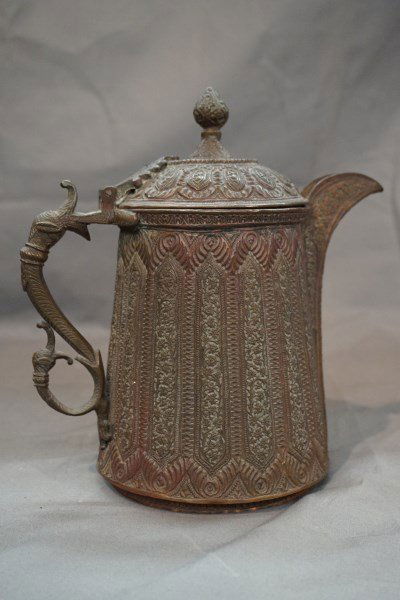 Early Persian Copper Highly Ornate Teapot (1 of 5)