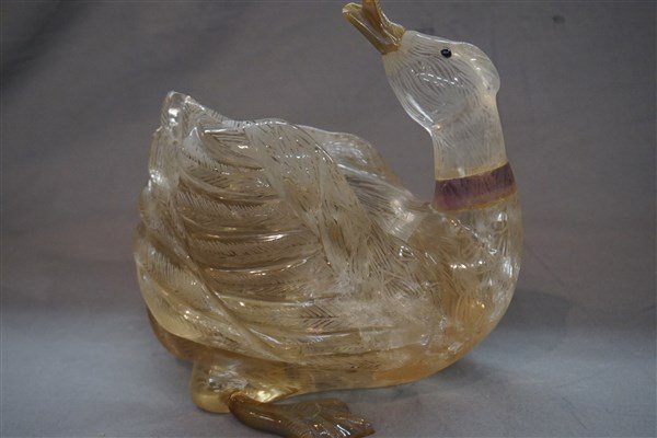 Large Chinese Carved Rock Crystal Duck (1 of 4)
