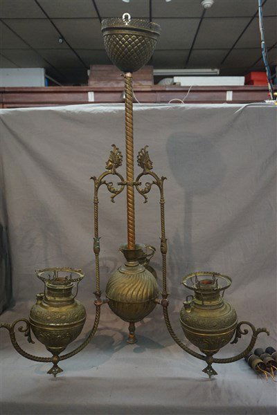 Victorian Oil Lamp Chandelier Signed Miller (1 of 8)
