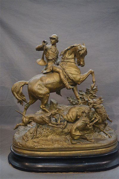 Arthur Waagen (1833-1898) Spelter Stag Hunt Sculpture (1 of 10)